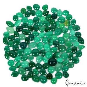 123 Pcs 250 Ct Natural Green Onyx Mix Cabochon Loose Untreated Gemstones Lot - Picture 1 of 4