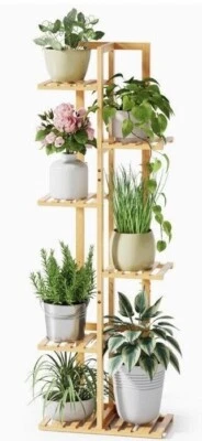 Soporte para plantas de bambú 6 niveles 7 soportes en macetas con niveles para decoración de esquina interior Foto 1 de 4