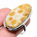 Fossil Coral Gemstone 925 Sterling Silver Jewelry Ring Size 8.5