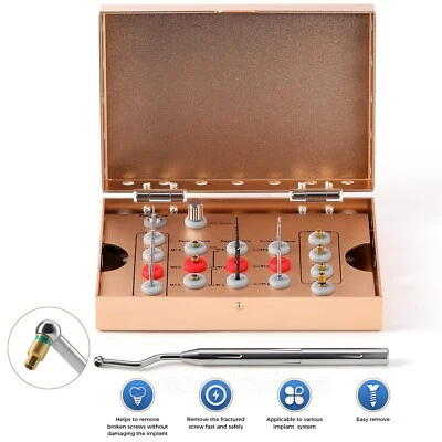 AZDENT Dental Universal Implant Removal Kit Golden Box Broken Screws Extract Tool Set