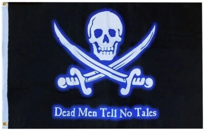 Dead Men Tell No Tales Pirate Black 2x3 2'x3' Polyester Flag Banner Grommets - Image 1 of 4