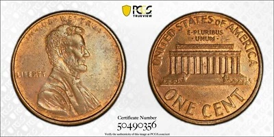 2000 Lincoln Cent PCGS MS63BN Struck Through Grease Error Coin 1C Gold Shield - Image 1 of 4