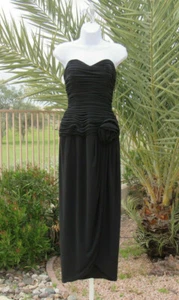 VTG 1980s JULIE DUROCHE SIZE 10 BLACK PROM BALL GOWN / DRESS SLEEVELESS POLY - Bild 1 von 12