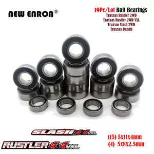 Chrome Steel Metric Ball Bearing Kit For RC 1/10 Traxxas Rustler Slash Bandit - Picture 1 of 10