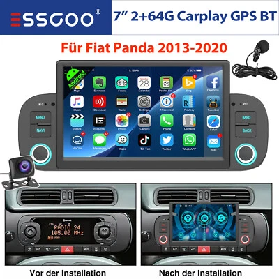 2+64GB Apple Carplay Autoradio Für FIAT PANDA 2013-2020 GPS NAVI SWC BT RDS WIFI - Bild 1 von 4