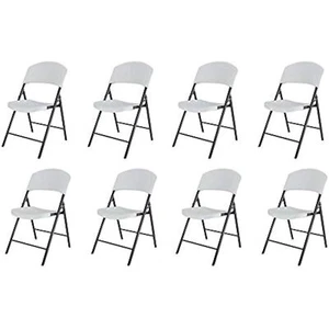 Lifetime Lightweight Indoor Outdoor Plastic Folding Chairs, White (8 Pack) - Picture 1 of 9