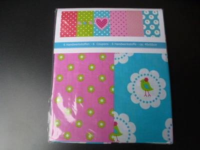 100 % BaumwolleStoffrest  ♥ 6x a  45 x 50 cm - ♥ - 6 verschiedene Motive  ♥   - Bild 1 von 3