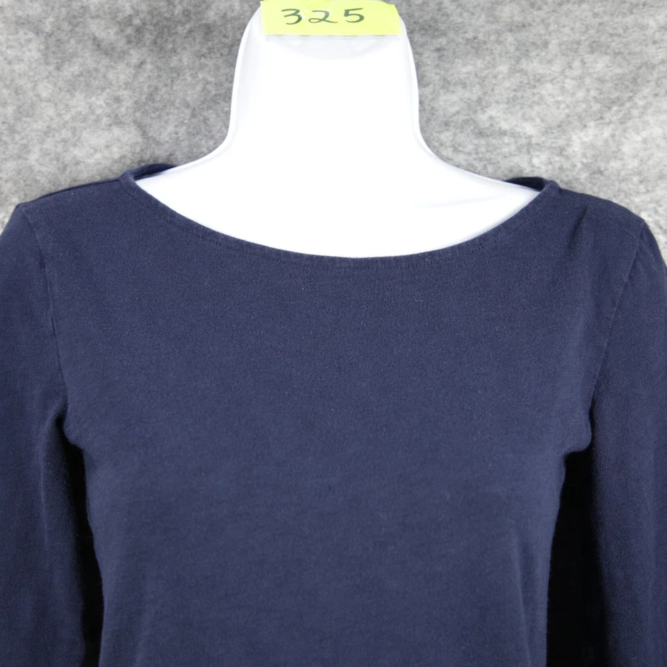 J Crew Shirt Women XXS Dark Blue Artist T All Cotton Bateau Slub Minimalist Tee - Image 1 of 4
