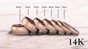 14K Rose Gold Low Dome Step Wedding Band Ring - Comfort Fit Rose Gold Polished - Picture 1 of 10