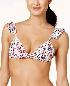 Hula Honey WHITE MULTI Cheetah Swirl Ruffled Push-up Bikini Swim   X-Large - Picture 1 of 3
