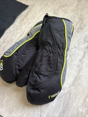 Head Jr. Zippered Side Ski Mittens Black/Gray/Yellow Sz XS Boys - Image 1 of 4