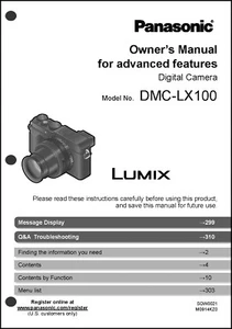 Panasonic DMC-LX100 Advanced Digitalkamera Bedienungsanleitung Bedienungsanleitung - Bild 1 von 1