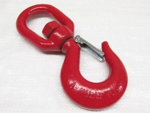 Gancio girevole grande 4,5 tonnellate con trappola di sicurezza (4500 kg lega acciaio sollevamento rosso) - Foto 1 di 2