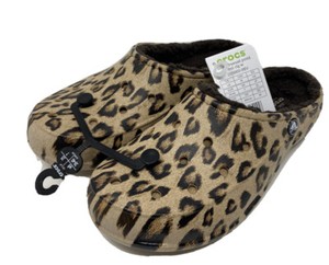 lined leopard crocs