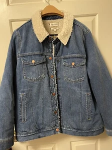 Madewell Blue Denim Sherpa Jean Jacket Oversized Size XL NEW w/ TAGS $168 - Picture 1 of 8