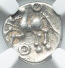 NGC XF CELTIQUE GAUL éduien France antique 50 av. J.-C., pièce de cheval argent Celtes Quinarius