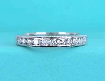 $4,400 Tiffany & Co. Platinum 3mm Diamond Channel Set Wedding Band Ring Size 7 - Image 1 of 4