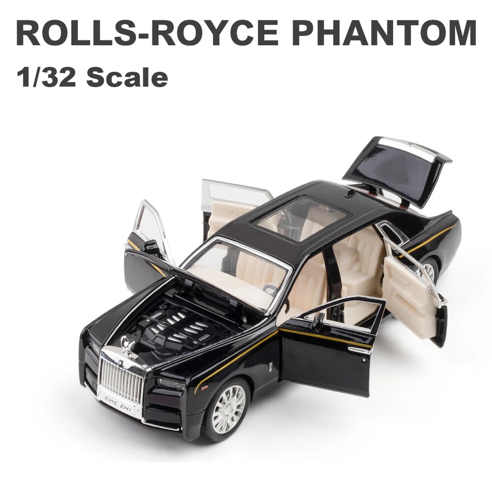 1/32 Scale Rolls-Royce Phantom Diecast Model Car Toy Collection Sound Light Gift - Image 1 of 4