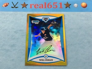 2008 Bowman Chrome 1st Gold Refractor WILL INMAN Rookie-Prospect /50 Padres RC - Picture 1 of 4