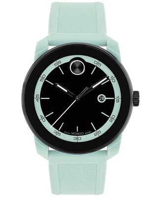 MOVADO BOLD TR90 3601208 BLACK DIAL BLUE SEAFOAM STRAP 42MM CASE MENS  WATCH - Image 1 of 4