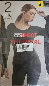 32 DEGREES HEAT LONG SLEEVE SCOOP NECK WOMENS SMALL SIZE 2-PACK CHARCOAL - Picture 1 of 2