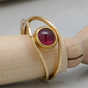 Ring Damen Gold mit Rubin Besatz in 750/18K Roségold Gr. 58 - Bild 1 von 5