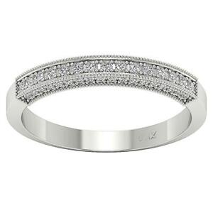 VS1 E 0.40 Ct Genuine Diamond Anniversary Wedding Ring Band 14K Solid White Gold