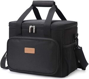 Adult Lunch Box Insulated Lunch Bag Large Cooler Tote Bag for Men, Women Black