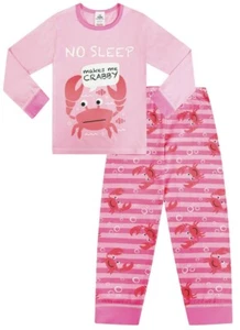 Adorable pijama de algodón largo No Sleep Makes Me Crabby para niñas - Imagen 1 de 5