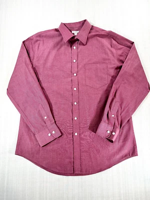 Camisa Merona Para Hombre L 16-16.5 Roja Abotonada Manga Larga #2646 Foto 1 de 4