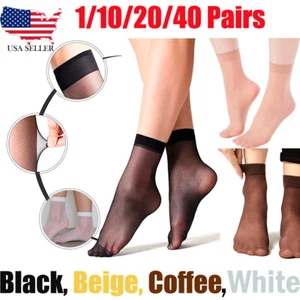 Women Ankle Stockings Nylon Elastic Short Sheer Silk 1-40 Pairs - Picture 1 of 10