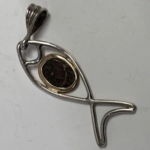 Ichthys Fish 14 K Gold Fine Pendant, Ancient Coin - Picture 1 of 12