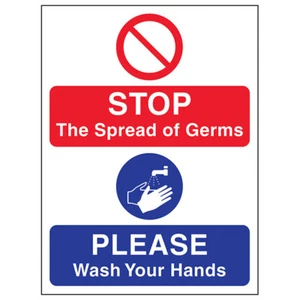 Stop La Diffusione dei Germi - Adesivi Cartelli GOV Salute e Sicurezza - Foto 1 di 1