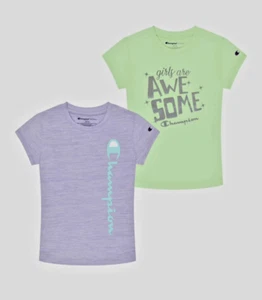 NEW WITH TAGS CHAMPION GIRLS SET OF TWO ACTIVE WEAR TSHIRTS - Picture 1 of 5