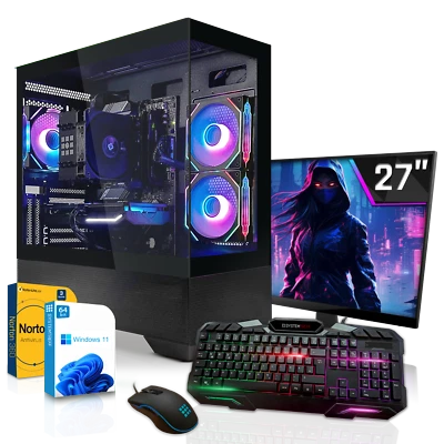 SYSTEMTREFF Gamer PC Set•AMD Ryzen 5 5500•Nvidia 5060 8GB•16GB DDR4•1TB NVMe•27 Zoll TFT