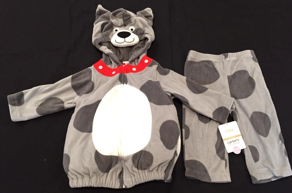 NWT Carter's Boy Puppy Dog Halloween Costume 6-9 mos 2 piece plush zip hood CUTE - Image 1 of 4