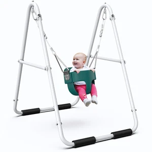Toddler Swing Set Indoor/Outdoor Baby Swing with Foldable Metal Stand Kids Swing - Picture 1 of 9