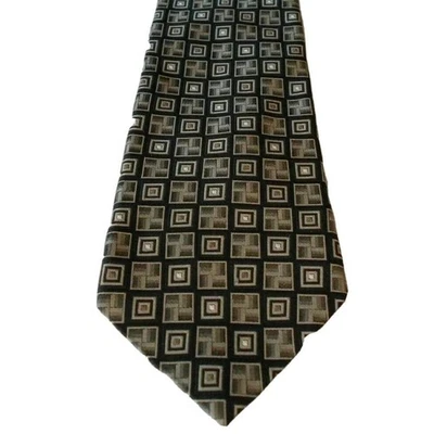 Gravata masculina Burma Bibas 100% toda seda multicolorida preta prata geométrica clássica - Imagem 1 de 4