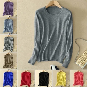 Damen Wolle Kaschmir Rundhals Pullover HerbstWinter Warm Strickpullover Pullover - Bild 1 von 30
