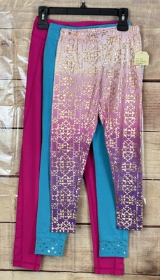 Conjunto de 3 Leggings Jersey Niñas M-L Hilos Épicos Rosa/Estrella de Sueño Verde azulado/90 Grados Foto 1 de 4