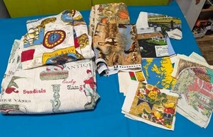 Vintage Kitchen Tea Towels Calendars Curtains Fabric Repurposing - Picture 1 of 3