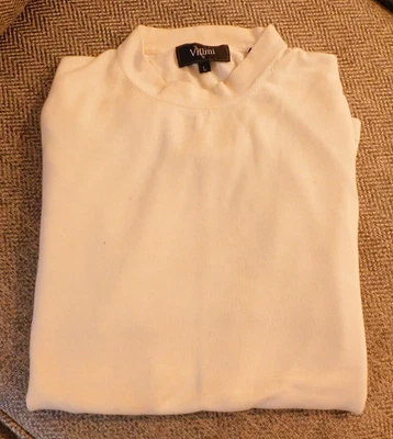 ¡EXCELENTE!  Camisa tejida VILLINI "Mock Neck" S/S para hombre, grande, ¡crema! Foto 1 de 4