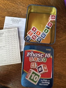 Phase 10 Dice - 2008 - Fundex Games - Blue Tin - Dice Game Fun - Picture 1 of 6