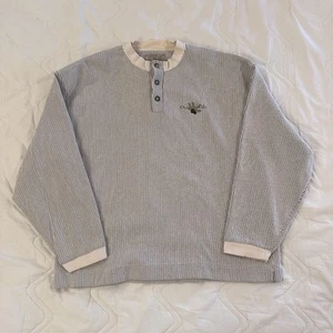 VTG Outdoor Life Embroidered Henley Sweater Pinstripe Black And White Size XL - Picture 1 of 11