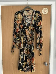Newlook Tropical Floral Print Womens Wrap-style Dress Uk Size 12 - Picture 1 of 7