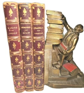 1890s Beautiful Old Set Romance Love Story Books Red Leather 3 Vols Karine Grazi - Foto 1 di 18
