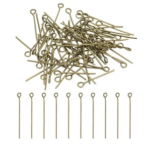 400Pcs 25mm Open Eye Pins 21 Gauge Metal Head Pins Needles Eye Pins Bronze - Picture 1 of 6