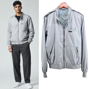 Vintage 80s Members Only Racer Jacket by Europe Craft 42L Pocket Logo Light Gray - Picture 1 of 16