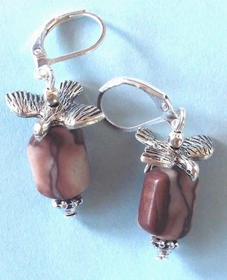 EAGLE on JASPER Southwestern theme drop earring SP artisan - Imagem 1 de 4