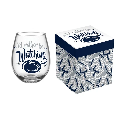Penn State Nittany Lions 17oz Stemless Wine Glass with Box [NEW] Drink Pint Bar Cover